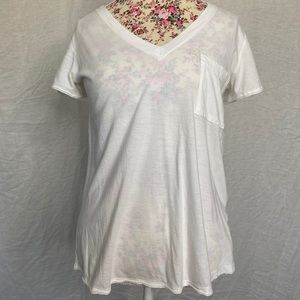 White Lush V neck tee
